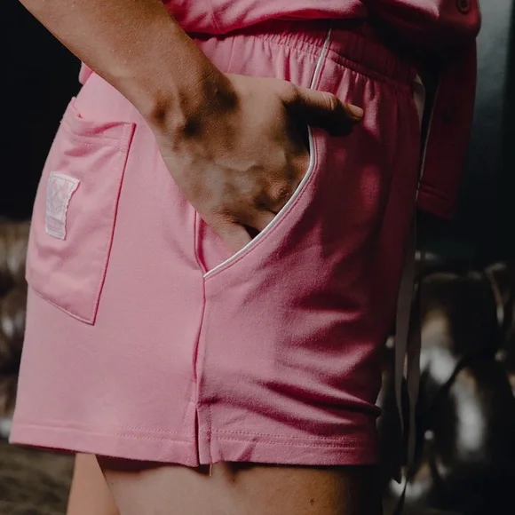 DIXXON Women’s Soccer Pajama Shorts- Pink - Picture 3 of 6